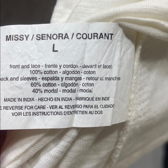 NWOT Gloria Vanderbilt White Lace blouse Sz. L - Picture 7 of 8